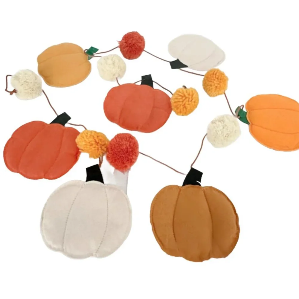 Adorable 6ft. Fall Pumpkin & Pom Poms Garland